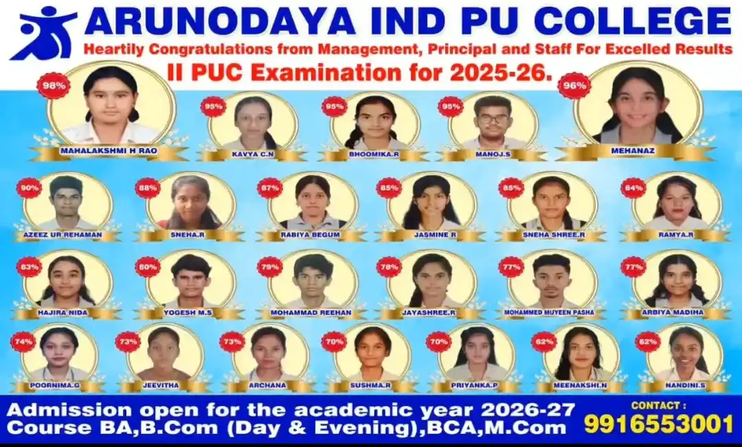 II PUC Examination Results 2025-26